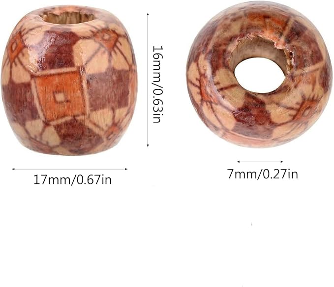 200pcs Mixed Painted Barrel Wood Spacer Beads, BetterJonny 17x16mm Round - Image 7