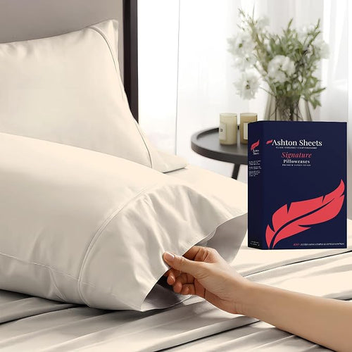 100% Egyptian Cotton Pillow Cases King Size Set of 2 by AshtonSheets