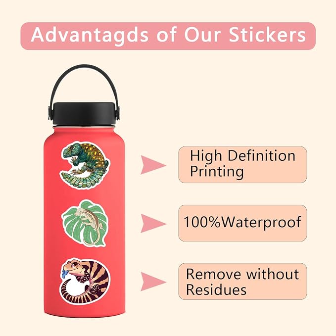57Pcs Lizard Stickers Reptile Sticker Pack Waterproof Vinyl Water Bottle Decal - Image 4