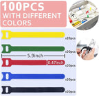 100pcs Cable Ties Reusable Rainbow Color Wire Ties Cable Management Cord Ties - Image 2