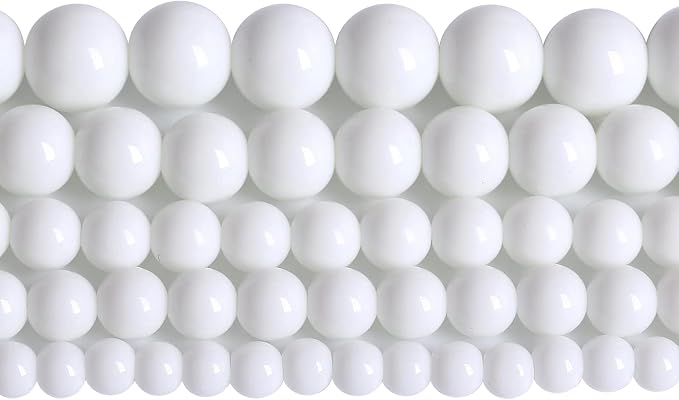 90PCS 8mm Natural White Porcelain Agates Stone Round Beads by NaturalStoneBeads