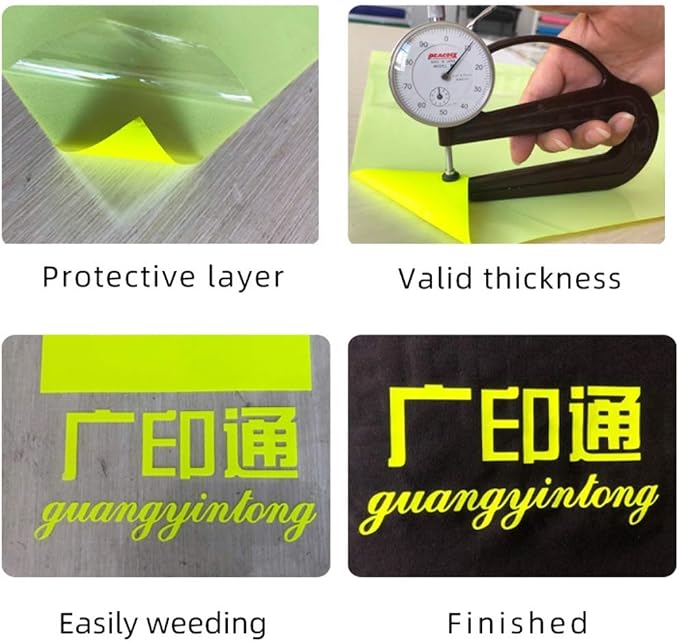 guangyintong Fluorescent Heat Transfer Vinyl Neon Yellow HTV Rolls, HTV Vinyl - Image 3