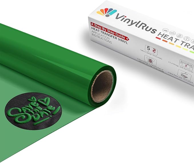 VinylRus Green Puff Vinyl Heat Transfer -12” x 6ft Puffy 3D Iron on Vinyl by VinylRus