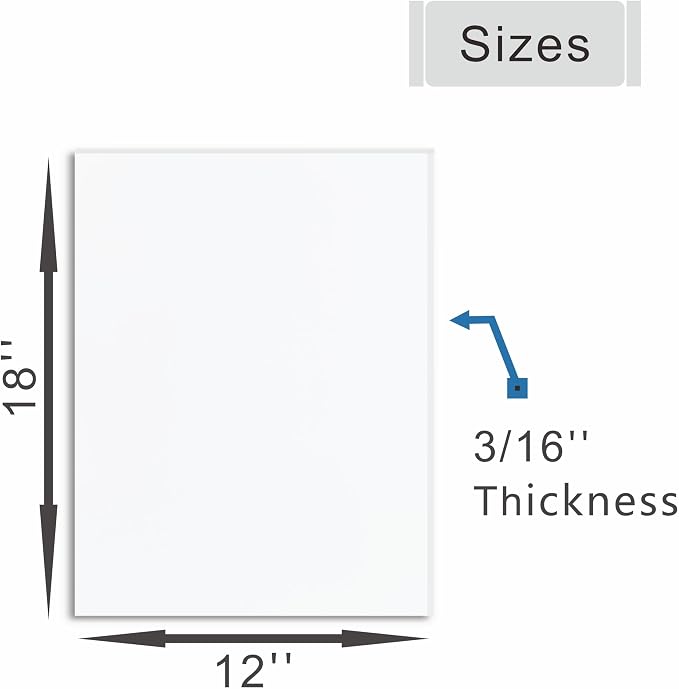 Foam Board 12 x 18 in, ZXUNLIEH 12 Pack White Poster Board, 3/16 in Thick | - Image 2