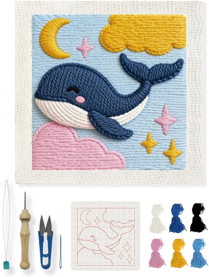 INFUNLY Cute Whale Punch Needle Kit by INFUNLY