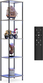 Display Shelf with RGBW Light, Color Changing Curio Cabinet Floor Lamp with - Image 9