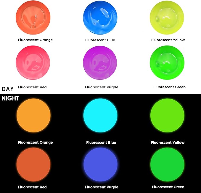 Artecho Glow in the Dark Paint 6 Colors, 120 ml / 4 oz | Non-Toxic, Waterproof - Image 3