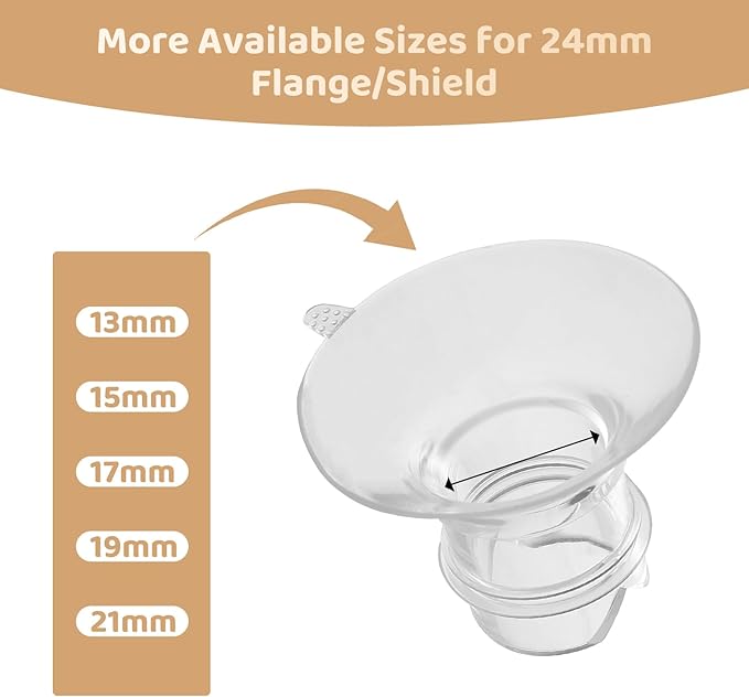 Flange Inserts 15mm Compatible with Medela/Spectra/TSRETE/Elvie/Momcozy/Bellababy Breast Pump 24mm Shields/Flanges, Reduce 24mm Nipple Tunnel Down to 15 mm, 4PCS
