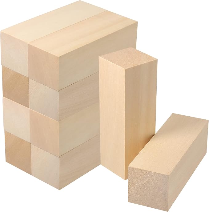 JOIKIT 10 Pack 6 x 2 x 2 Inches Basswood Carving Blocks, Unfinished Soft Wood by JOIKIT