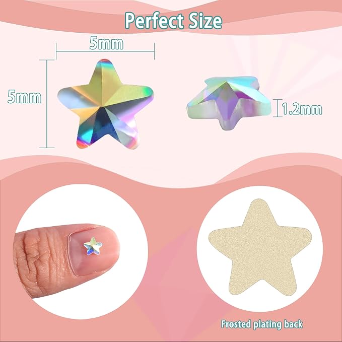 Allstarry 100pcs Flatback Rhinestones Irridescent Star-Shaped Face Gems Eye - Image 2