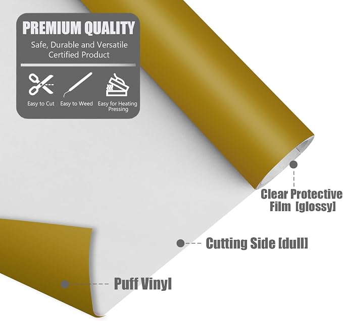 TransWonder Gold Puff Vinyl Heat Transfer - Image 8