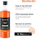 Shuttle Art Acrylic Paint, 15 Colors Acrylic Paint Large Bottle Set, 473ml/16oz - Image 4