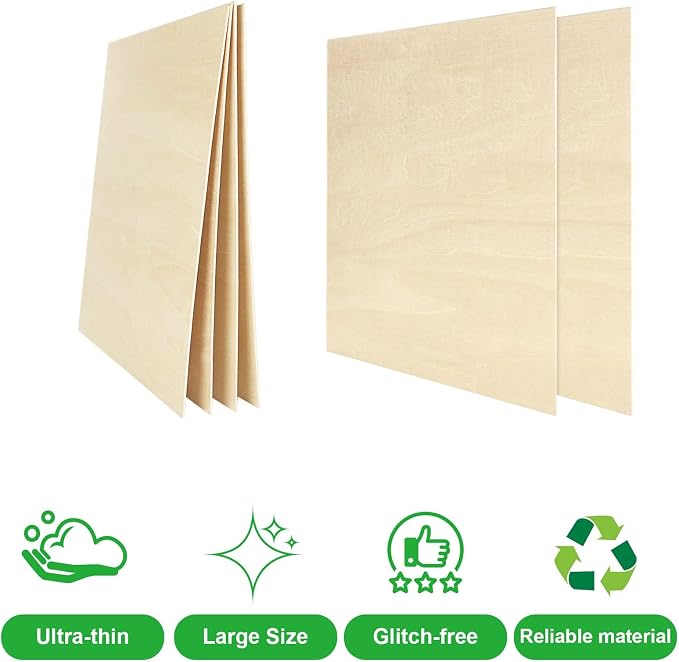 12 Pack Basswood Sheets 11.8 x 11.8 Inch, 1/16 Thin Plywood Wood Sheets - Image 3