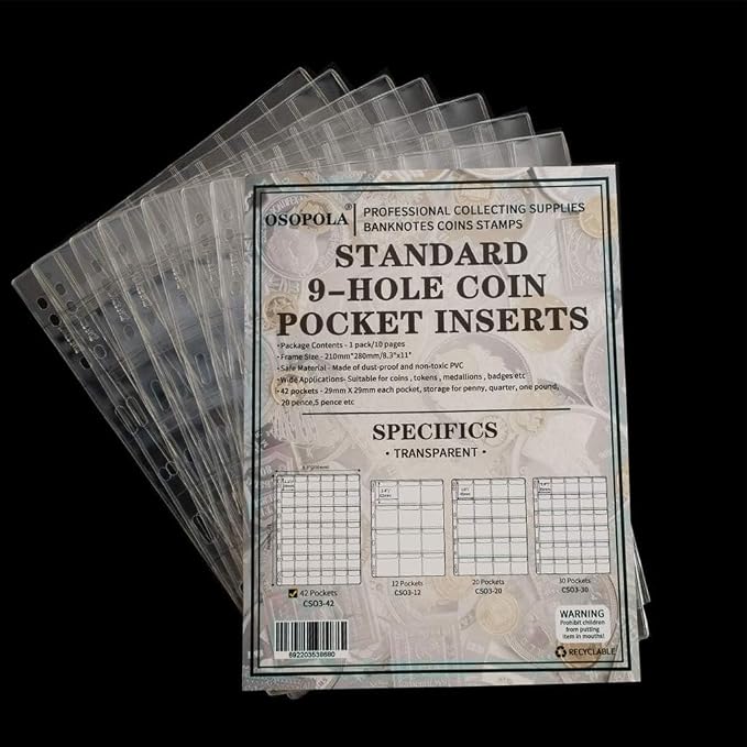 420 Pockets Coin Binder Pages 1.14" Collection Album Holder 10 Pcs | OSOPOLA - Image 7