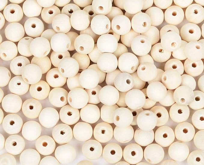 400pcs 16mm Wood Beads Natural Unfinished Round Wooden Loose Beads Wood Spacer by pojah