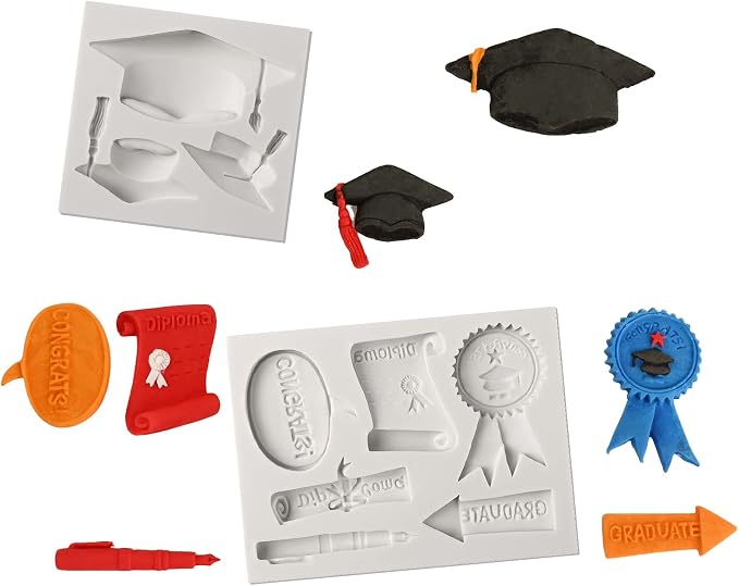 Sakolla Graduation Fondant Molds Silicone Doctoral Cap Diploma Chocolate Candy - Image 4