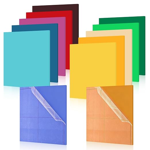 12 Pcs Acrylic Sheets 8 x 8 Inch Colored Cast Acrylic Panels, Opaque Plastic by Unknown
