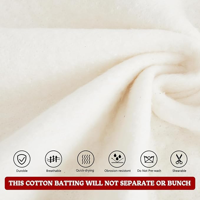 RRKTP Cotton Batting for Quilting，200 g/m² Lightweight Quilt Batting Crib - Image 4