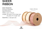Vitalizart Cream & Rose Gold Organza Sheer Ribbon 1 inch x 30Yd Pink Ribbon - Image 2