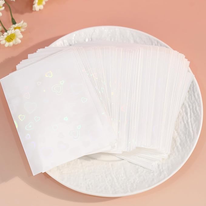 100pcs Photocard Sleeves, 9.1x6.5cm/3.58x2.56in Love Heart-Shape Holographic - Image 5