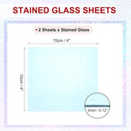 PATIKIL 4 x 4 Inch Transparent Stained Glass Sheets, 2 Sheets Mosaic Glass - Image 2