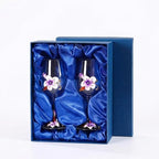 Simcat Handmade Painted Enamel Flower Glass Wine Glasses Transparent Refined by Simcat