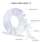 3 Rolls Double Sided Tape, Nano Tape, Transparent Adhesive Tape, Traceless - Image 2