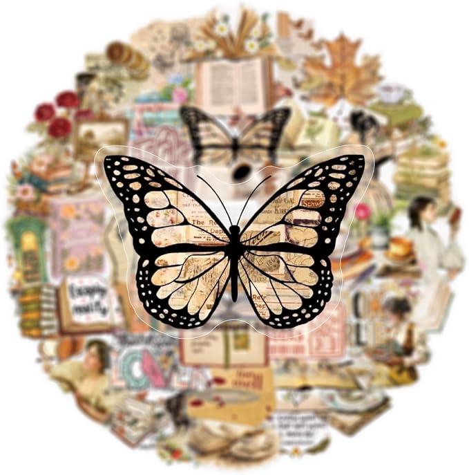 50 Pieces Retro Reading Transparent Stickers - Image 6