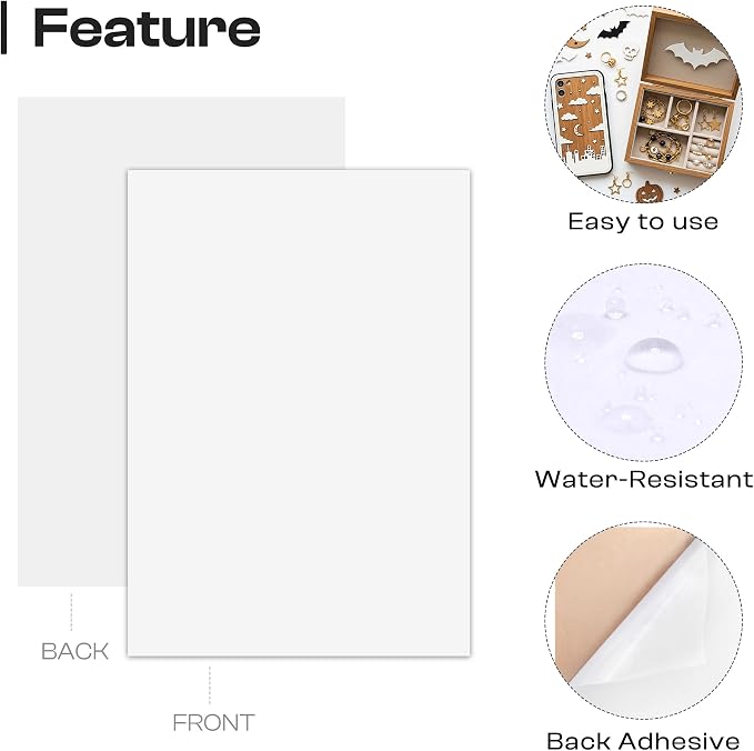 Caydo 12PCS White Self Adhesive Felt Sheets, Felt - Image 3