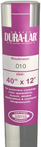 Grafix Dura-Lar 0.010" Film, Ultra Clear, Glossy 40" x12', Mylar/Acetate by Grafix