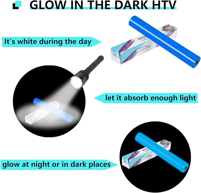 FUNKAKA Glow in The Dark Heat Transfer Vinyl Roll, Glow in The Dark HTV Vinyl - Image 2