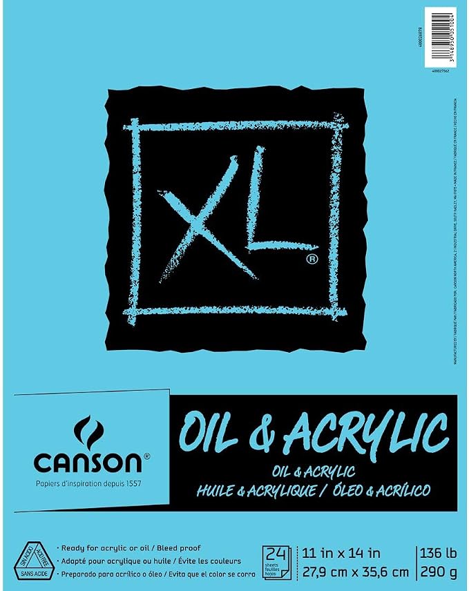 Canson XL Series Oil & Acrylic Paper Pad, 24 Sheets/Pad | Canvas-Like Feel by Unknown