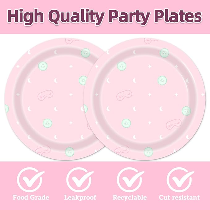 40Pcs Spa Party Decorations Sleepover Plates and Napkins Set - Image 3