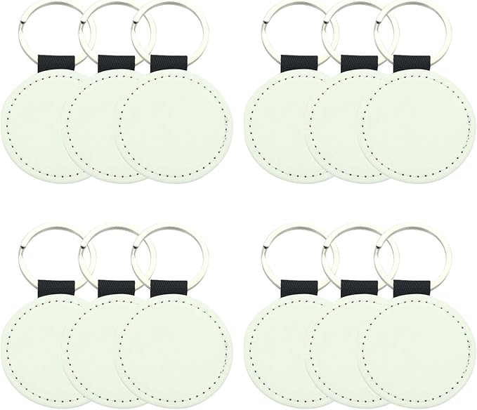 12 Pcs Sublimation Blank Keychains, PU Leather White Keychains Ornament Pendants by Goodhelperathome