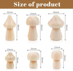 36 Pieces Unfinished Wooden Mushrooms 6 Size Natural Plain Unpainted Wooden - Image 2
