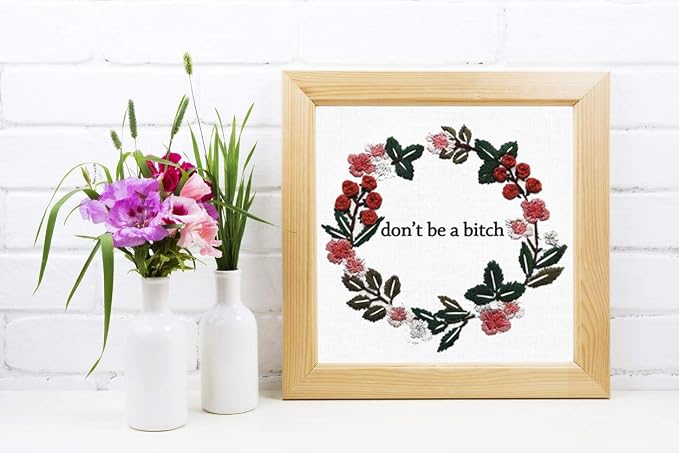 Louise Maelys Cross Stitch Kit Full Range DIY Floral Wreath - Image 7