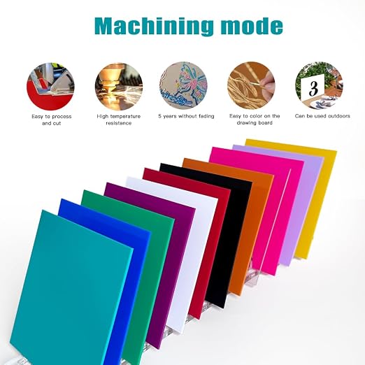 12 Piece 1/8 Thick 8 x 8 Inch 3mm Color Casting Acrylic Sheet - Image 4