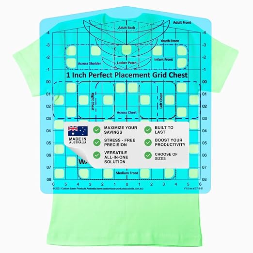 T-Shirt Ruler Guide, Chest Placement Heat Press Alignment | Australian Designed by CLPA