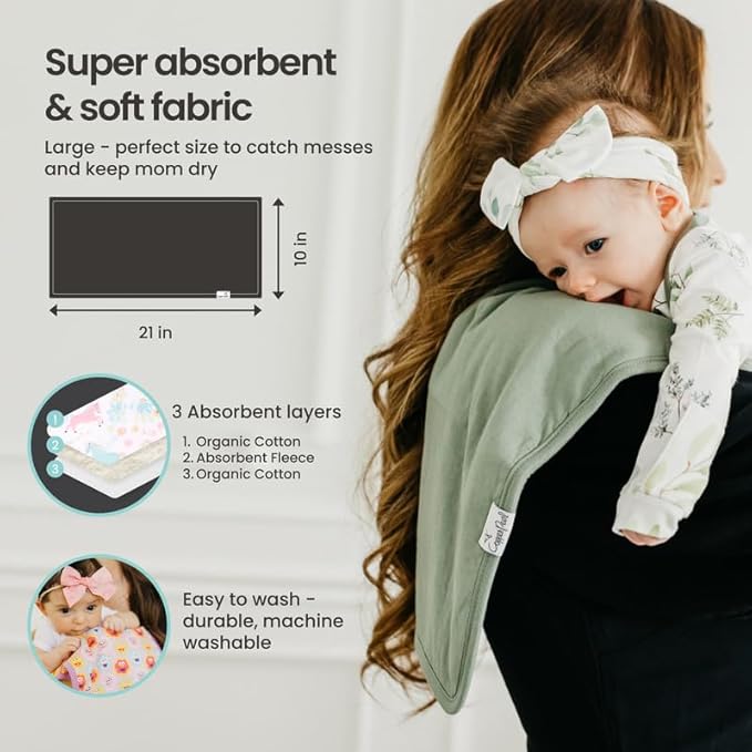 Copper Pearl Premium Baby Burp Cloths - 3-Pack Large Cotton Burp Cloths, Extra Soft Spit Up Rags with 3 Absorbent Layers, Perfect for Baby Boy Gifts (21" x 10" Size, Bridger Set)