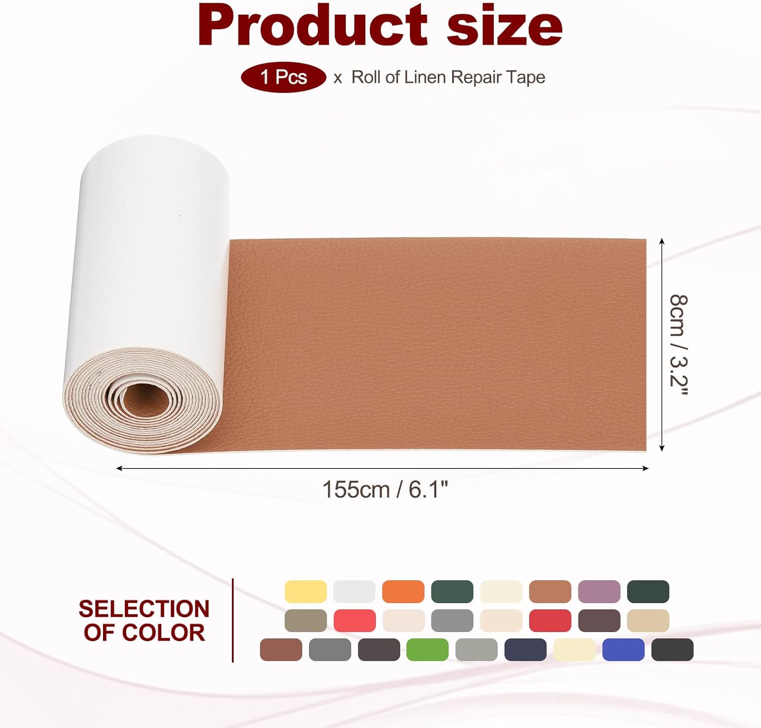 PATIKIL Leather Patches Tape for Furniture, 3.2 x 61 Inch Self Adhesive Vinyl Leather Repair Kit Cover Sheet for Couch, Sofa, Car Seats, Office Chair, Chestnut Brown