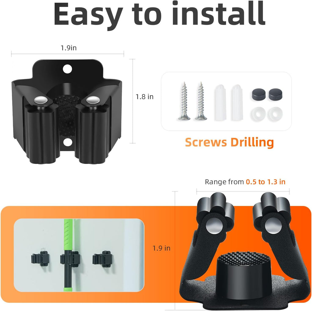 5 PCS Broom Holder Wall Mount, Upgraded Heavy Duty Mop and Broom Holder Wall Mount, Stainless Steel Broom Hanger Mop Holder Rack for Kitchen Laundry Garden Tool Organizer