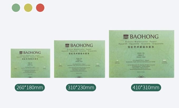 BAOHONG Artists' Watercolor Paper Block, 100% Cotton, 140LB/300GSM, Watercolor - Image 3