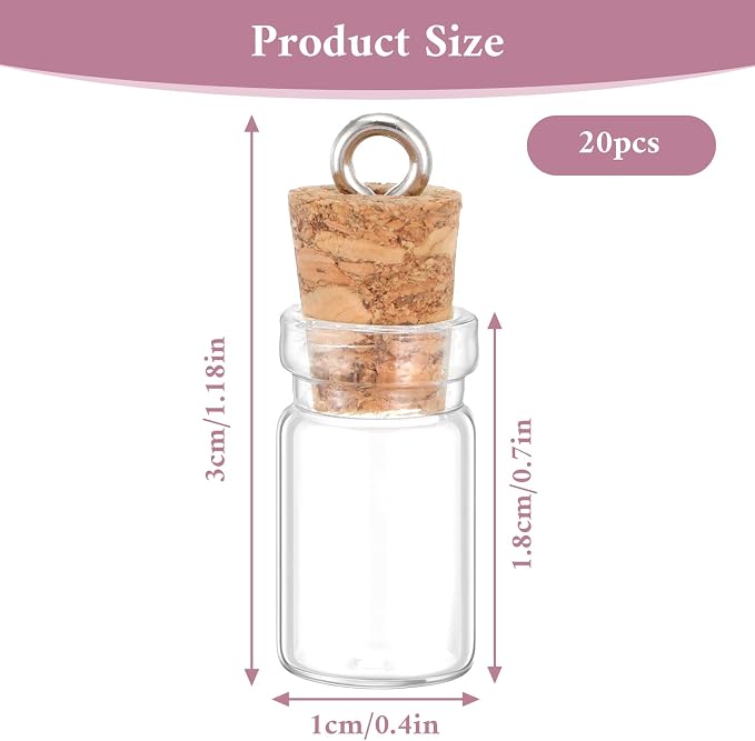 20 Pcs Mini Glass Bottles with Cork 1ml Capacity Clear Tiny Glass Bottles - Image 2
