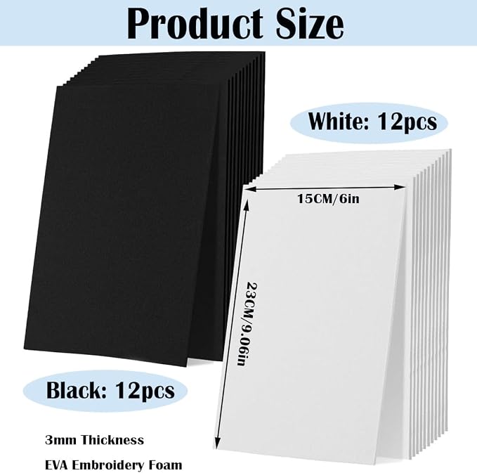 BLOSSIONA 24pcs 3mm Embroidery Foam Sheets - Image 4