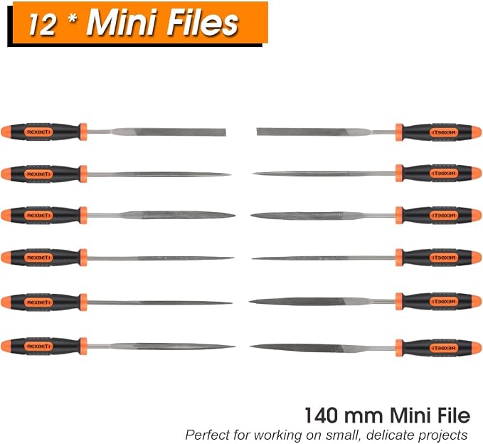 REXBETI 25Pcs Metal File Set, Premium Grade T12 Drop Forged Alloy Steel - Image 4