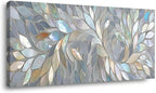 ZESTRILIA Iridescent Mosaic Leaf Canvas Wall Art, Abstract Mother of Pearl Print by Unknown
