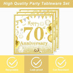 40 Pcs Modern Classic Gold 70th Plates and Napkins Set – 70th Plates Napkins - Image 3