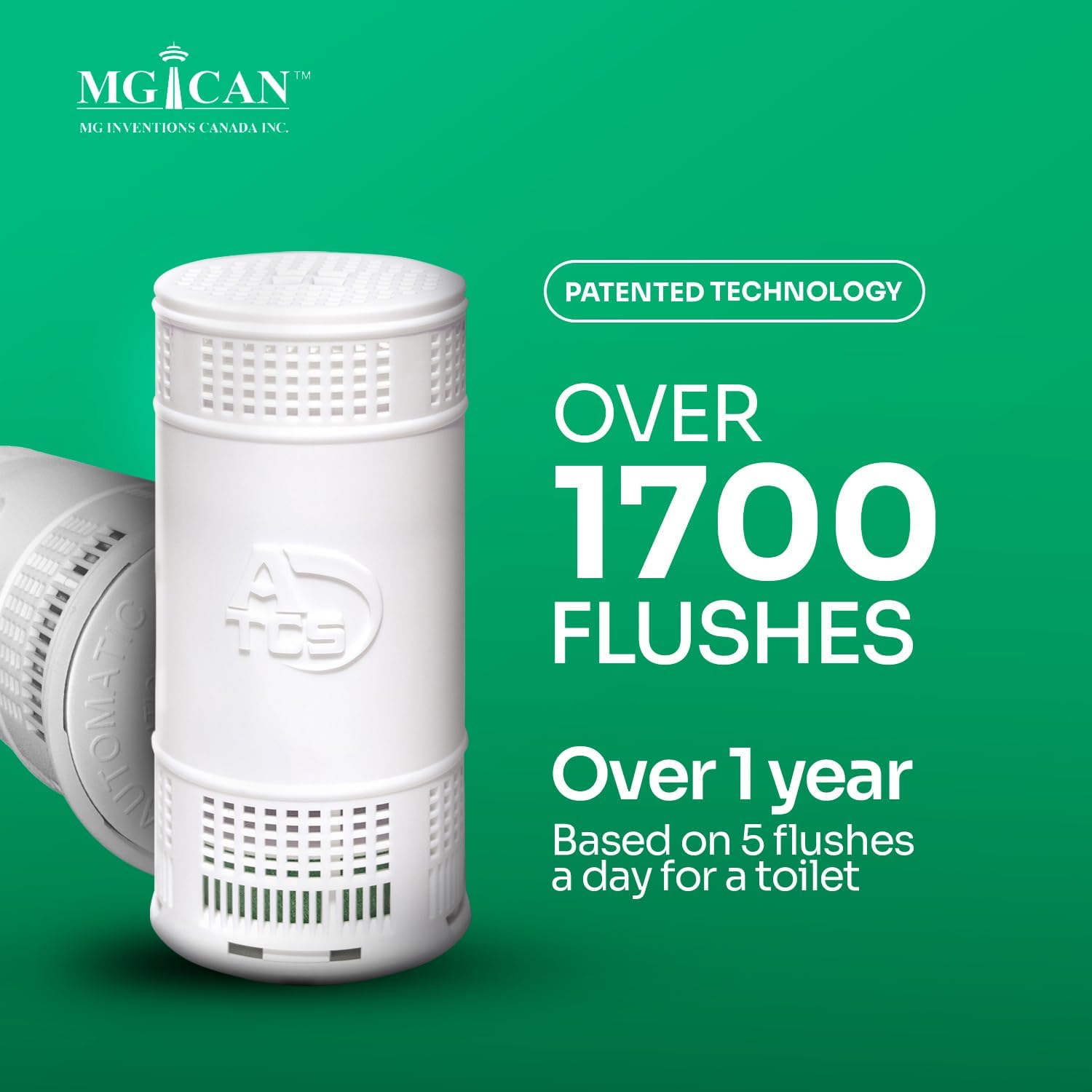 MGICAN Patented Automatic Toilet Cleaning System(ATCS) | Non-Toxic | Bleach Free & Long-Lasting | In Tank Toilet Bowl Cleaner | Cleans & Removes Stains in Every Flush| UL-Certified, 1 Pack