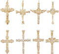 Cheriswelry 8Pcs Cubic Zirconia Cross Charms Real 16K Gold Plated CZ Micro Pave by Cheriswelry