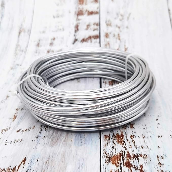 INSPIRELLE 9 Gauge 42 Feet Silver Aluminum Craft Wire Bendable Metal Wire - Image 2